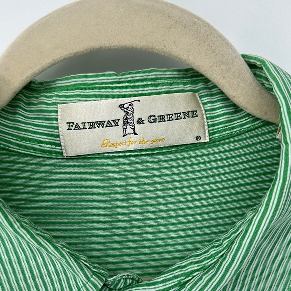 Fairway & Greene Green&White Striped Polo Shirt Classic Comfort Size X-Large - Picture 6 of 12